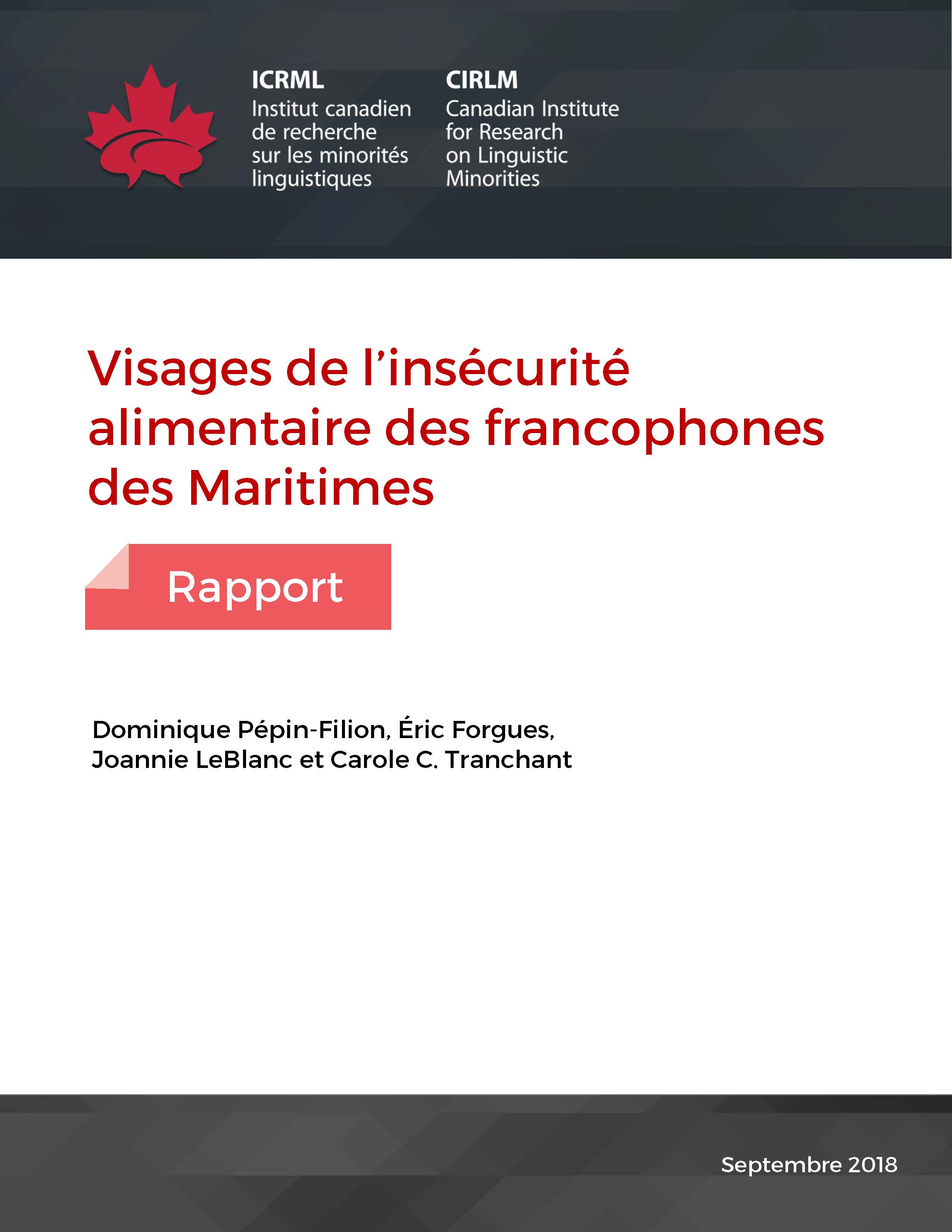 Rapport Visages de linsécurité alimentaire de francophones des Maritimes Page 001
