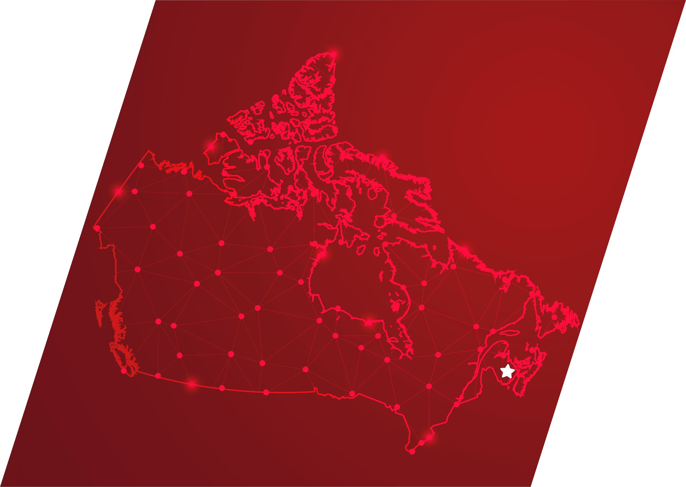Canada Map with Moncton being highlighted